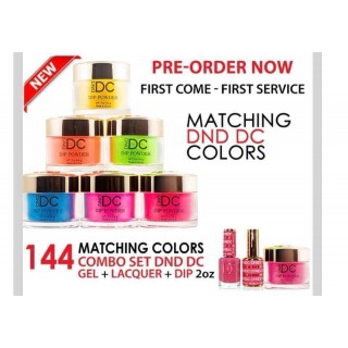 DC 3in1 Dipping Powder + Gel Polish + Nail Lacquer, Full line of 144 colors (from DC001 to DC144)
